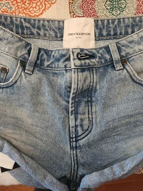 One Teaspoon Light Wash Denim Shorts